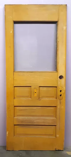 32"x79" Antique Vintage Old SOLID Wood Wooden Entry Door Window Wavy Glass Lite