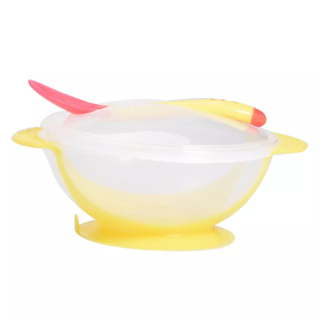 (yellow)Baby Tableware Set 3 Colors Optional Safe Suction Cup Bowl For Newborn