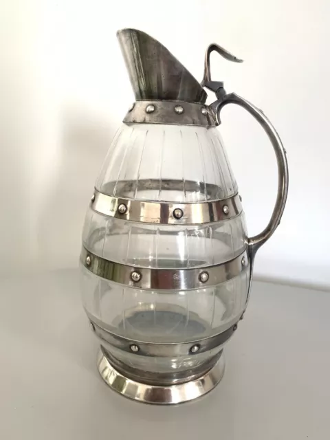 Gustave Serrurier Bovy pichet en métal argenté et verre pitcher art nouveau 2