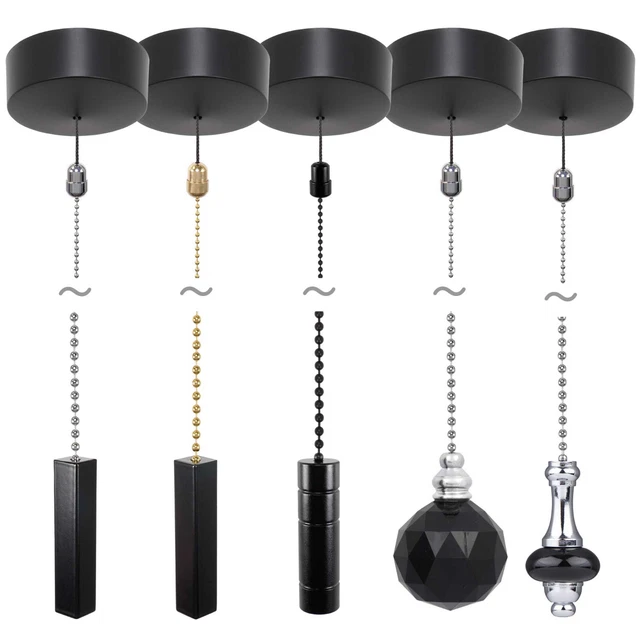 ELEKTEK MATT BLACK Bathroom Ceiling Light Pull Cord Switch Fob Handle Chain Kit £25.98 - PicClick UK
