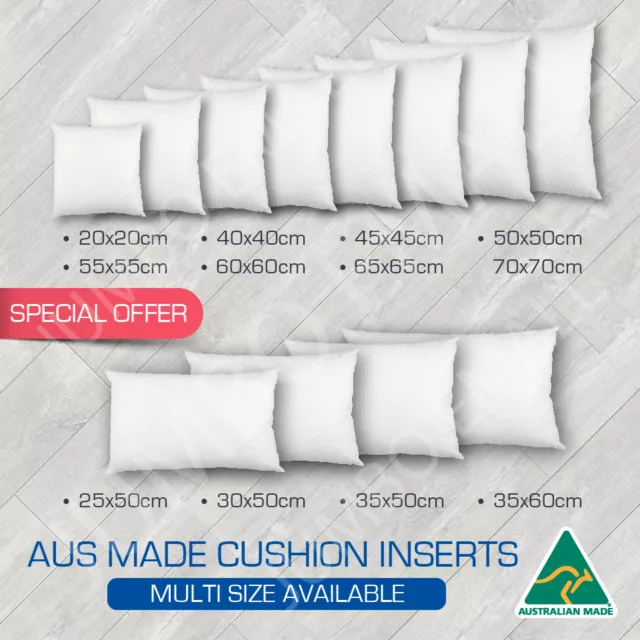 Cushion Insert Aust Made Polyester Premium Lofty Fibre Multi Sizes Available New