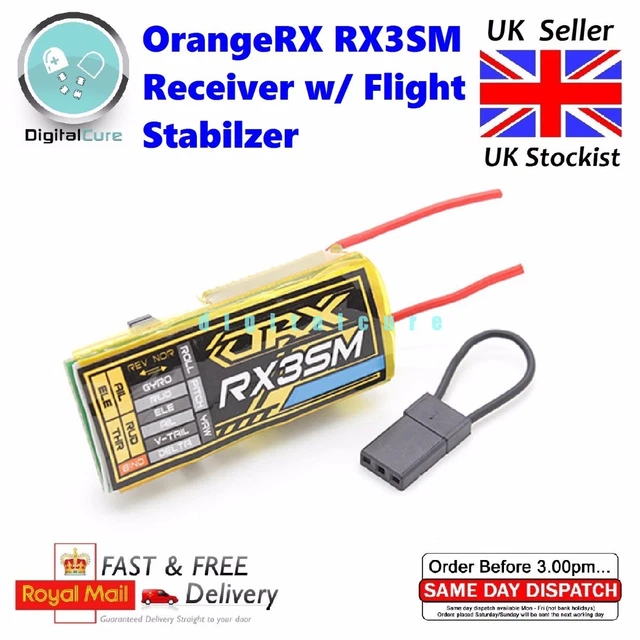 ORANGERX RX3SM 3-AXIS Flight Stabilizer DSM2 4CH 2.4Ghz Rx w/ Remote ...