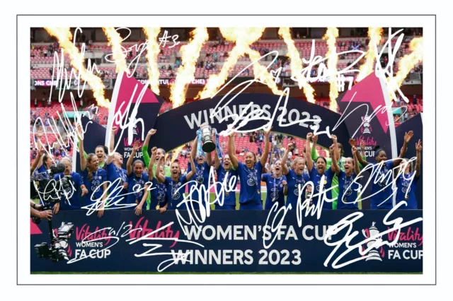 CHELSEA LADIES FA CUP Team Multi Signed Autograph 12x8 PHOTO Signature Print