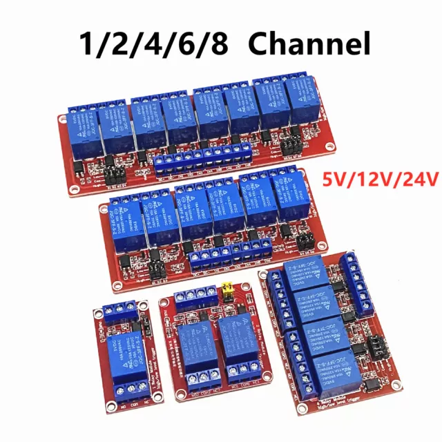 1/2/4/6/8 Arduino Pi Channel Relay Board Module Selectable Low 5V 12V 24V