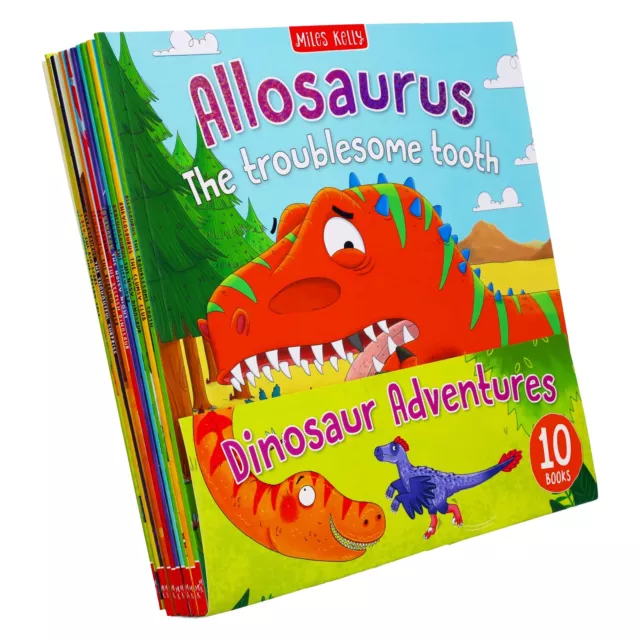 Miles Kelly Dinosaur Adventures 10 Books By Catherine Veitch- Ages 2+ -Paperback