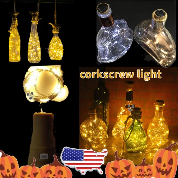 20 LED Fairy String Lights Wine Bottle Copper Cork Wire Lamp Party Decor US~