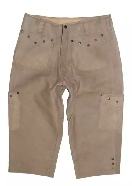 Al Ginocchio Trachten- Pantaloni IN Pelle/Pantaloni Costume Color Khaki- Grigio