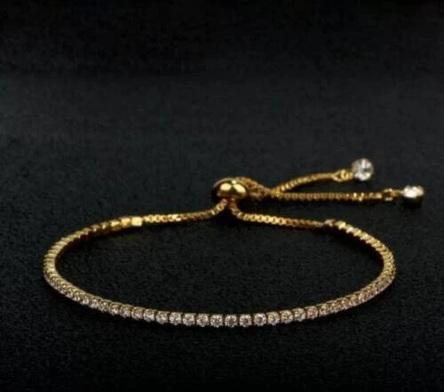 5 Carat Round Cut Lab Created Diamond Bracelet 14k Yellow Gold Plated Silver