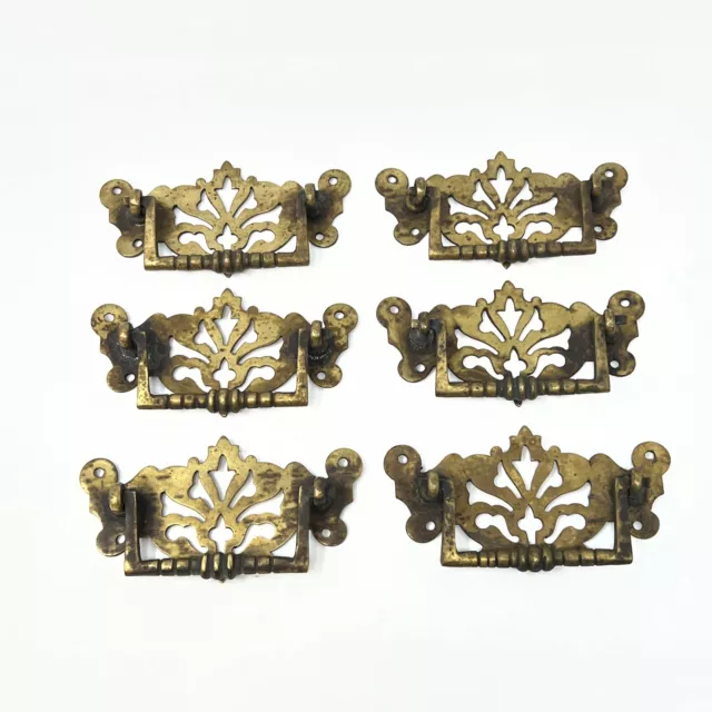 Keeler Brass Co. Lot Of 6 KBC Drawer Handles Pulls Chippendale Batwing