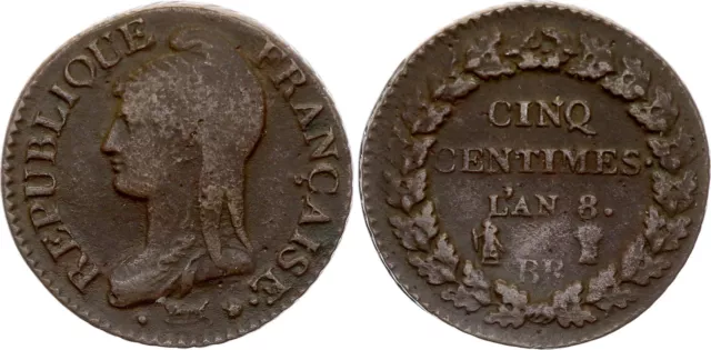 5 Centimes Dupré - An 8 (1799-1800) -  BB Strasbourg