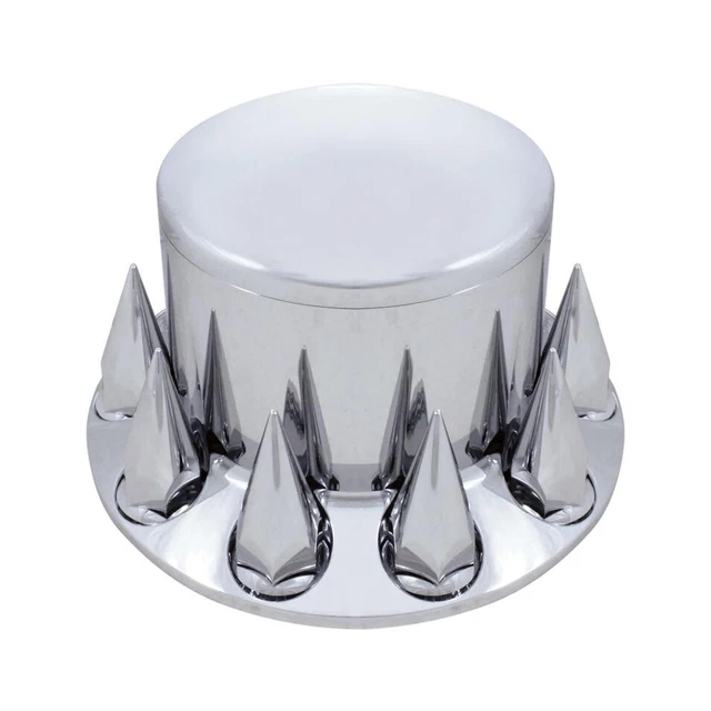 Chrome Rear Axle Cover W/ Removable Hub Cap - 33Mm Thread-On Spike Nut Cover