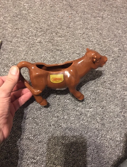COLEMAN'S OF NORWICH BROWN BULL COW Ceramic Gravy Jug Boat LIMITED RARE Ex Con
