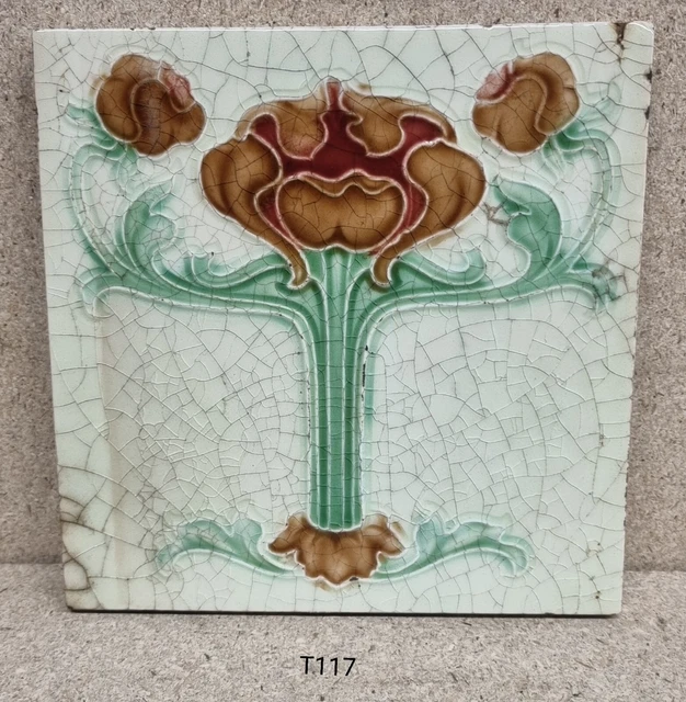 Antique fireplace tile, art nouveau