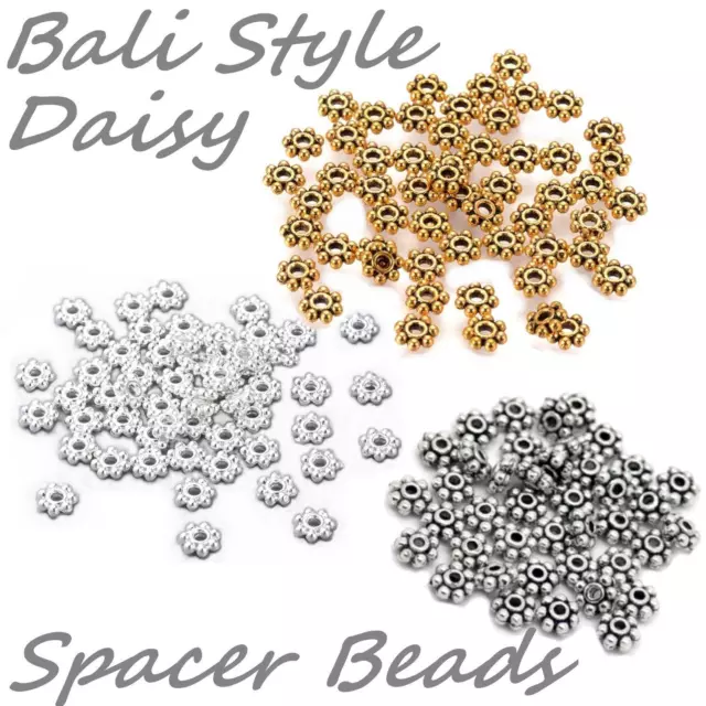 Daisy Spacer Beads, Bali Tibetan Silver Saturn Spacer Accents, Sizes, Colours... 2