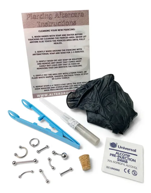 1,2 mm (16 g) PRO STERILE *KANÜLE Nadel Piercing Kit * - Schmuck/Größe auswählen - UK