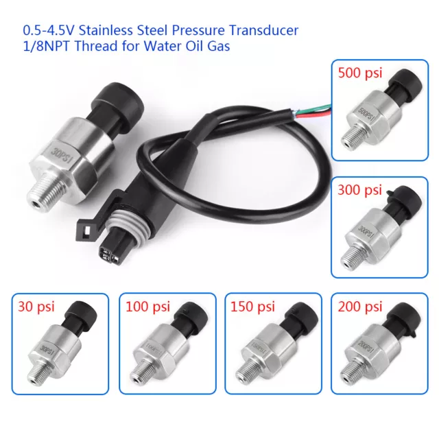 1/8NPT 0-4.5V Stainless Steel Pressure Transducer Sender Sensor Oil Fuel Air Hot