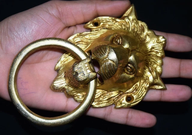 Heurtoir de porte en forme de tête de lion Style victorien en laiton...
