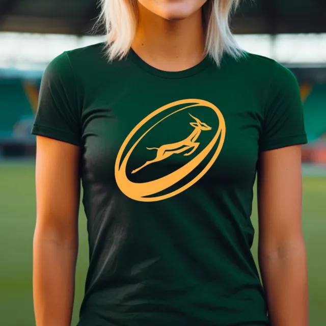 Ladies Springbok Rugby Ball T Shirt Funny South Africa African Logo Gift Top