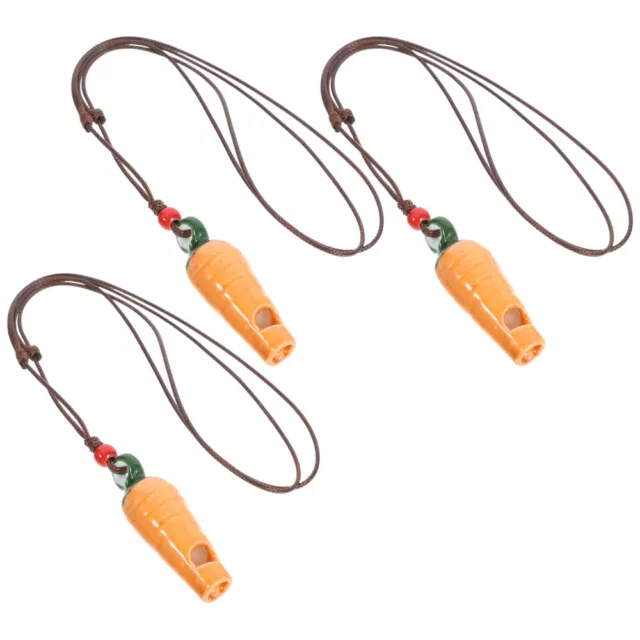 Kids' Ceramic Whistle Necklace Set - 3pcs Carrot Shaped Loud Party Favor