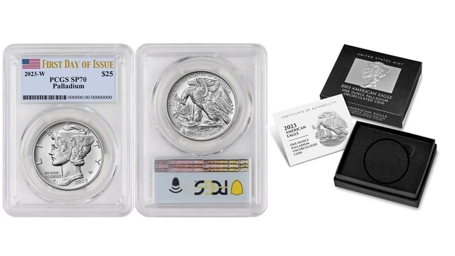 2023 W Palladium American Eagle $25 Pcgs Sp70 First Day Of Issue W/Ogp Presale