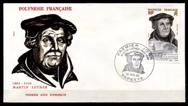 500. Geburtstag von Reformator Martin Luther. FDC. Französisch-Polynesien 1983