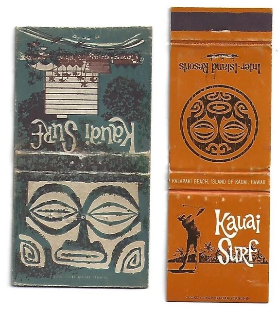 2 Tiki God Tropical Matchbooks Kauai Surf Kalapaki Beach, Kauai, HI
