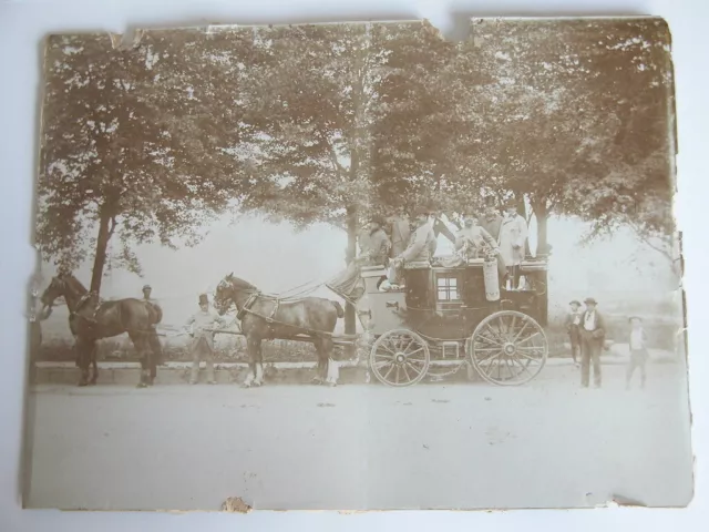 Vtg c.1880s-90s Photograph Men in Stagecoach Sepia B&W Wild West Travel 2