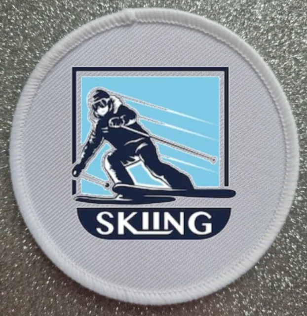 3" Ski Skiing Logo Winter Sports Iron / Sew on Patch Badge