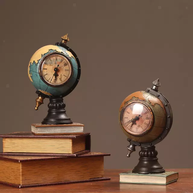 Desktop Globe Figurine, Resin Table Clock Collection, Creative Desk Clock