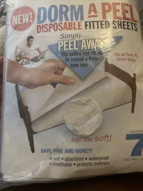 NEW Dorm A Peel Disposable Fitted Sheets Fits All Twin XL Dorm Beds Peel Away
