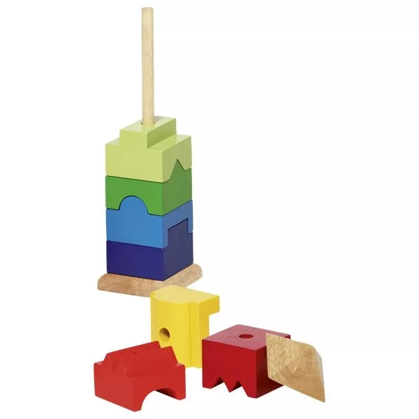 Stapelspiel Stapelturm Holz Steckturm Stapel Motorikspielzeug Holzturm goki NEU 2