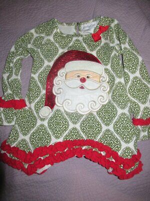 euc Emily Rose Christmas Santa applique dress girls 4 free ship USA