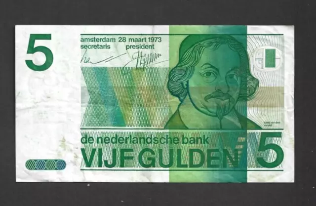 5 Gulden Fine  Banknote From Netherlands 1973  Pick-95