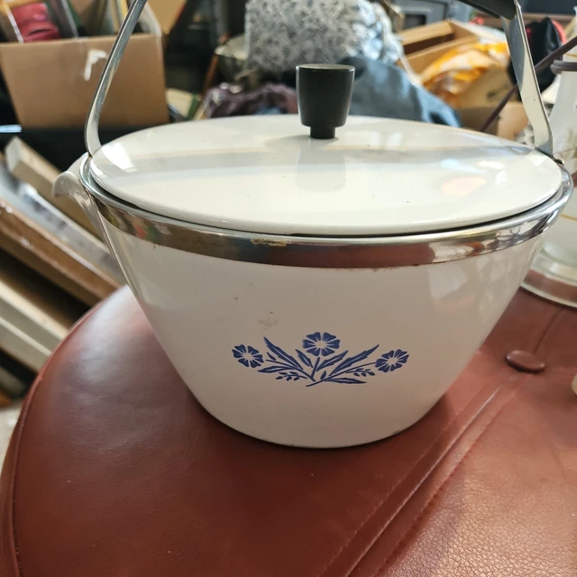 RARE CORNING WARE P 57 B Blue Cornflower Retro Tea Kettle