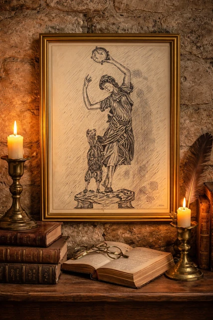 Cadre De Dévotion Ancien XIXe – Notre Dame Du Chêne – Peinture Sous Verre – France