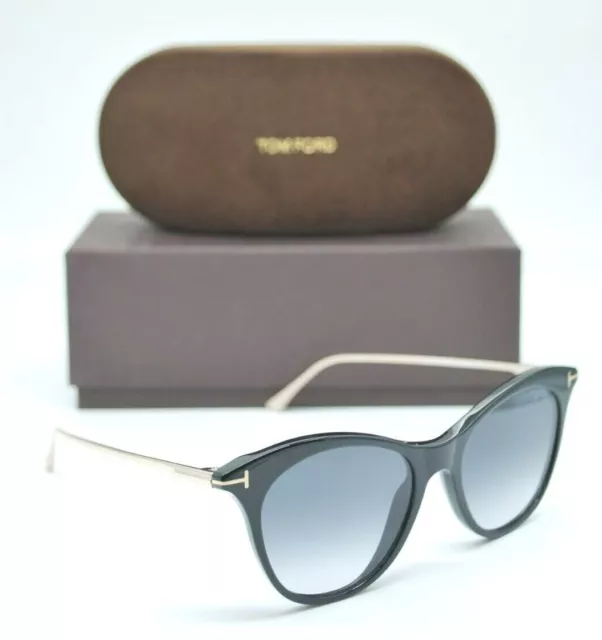 Brand New Tom Ford Micaela Tf662 01B Black-Gold/Blue Gradient Sunglasses 53-17
