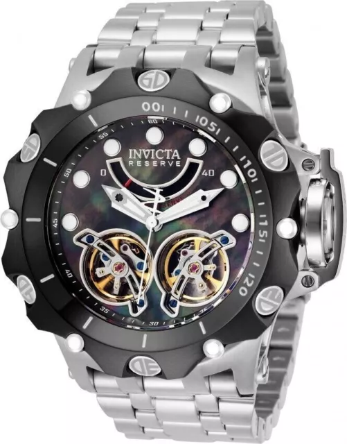 INVICTA 33547 Reserve Mens 52mm Black/Silver Venom Hybrid Open Heart Brclt Watch