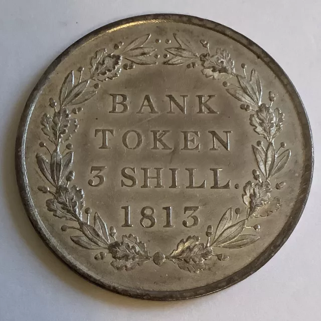 Great Britain King George III 3 Three Shillings Bank Token 1813 AW683