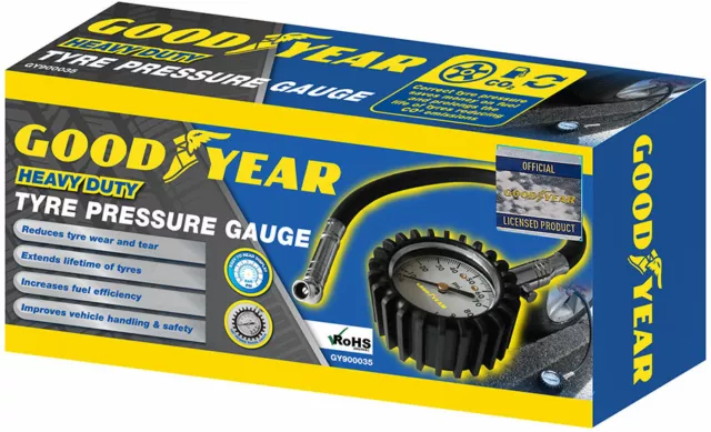 Goodyear Professional Heavy Duty Car Tyre Pressure Gauge Reduces Wear and Tear 2