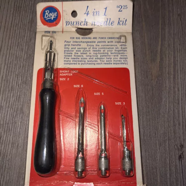 Vintage Boye 4 in 1 Punch Needle Kit For Rug Hooking & Punch Embroidery USA Made