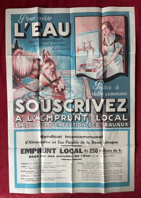 Affiche ancienne LUCIEN FLACHOT Vintage publicité année 50 Credit Agricole