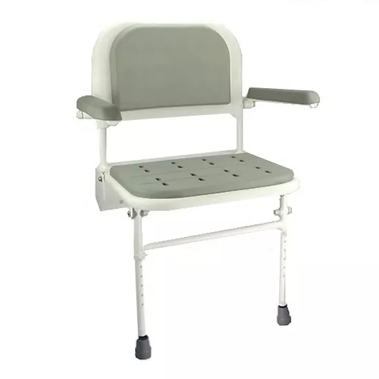 Wall Mounted folding fold down Shower Seat with padded arms and seat