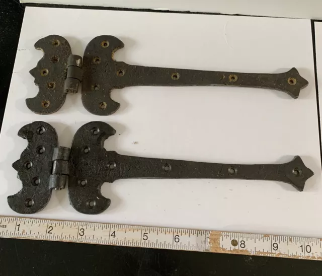 Primitive Iron Hinges Barn Door Or Gate 10" Flush Mount Strap Hinges