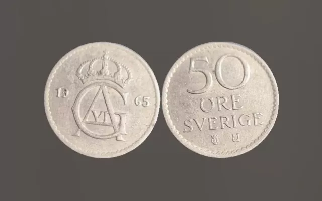 50 ore 1965 -  - ancienne pièce monnaie Suède - SUP