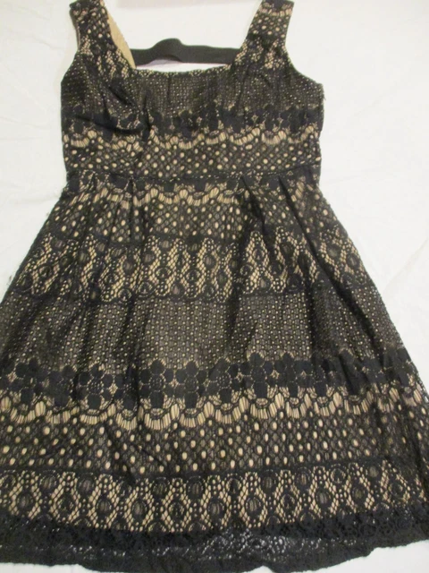 Womens beige black laced dress