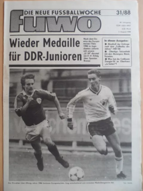 FUWO 31- 2.8. 1988 ** Uwe Jähnig Junioren-EM UdSSR siegt Platz 3 DDR-Spanien 2:0