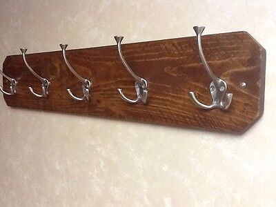 Sanded An Stained 28"Reclaimed Board Coat-Hat Rack 5 TRI hook weathered Handmade