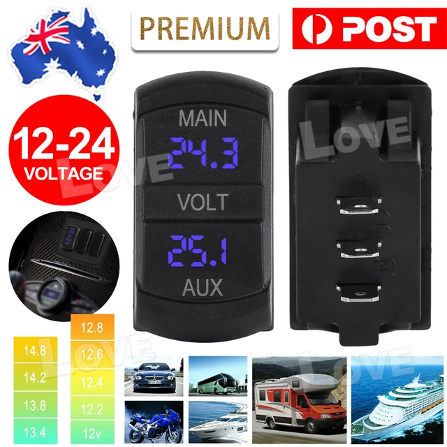 12V VOLT METER Dual Battery Monitor LED Digital Car Boat Voltage Marine