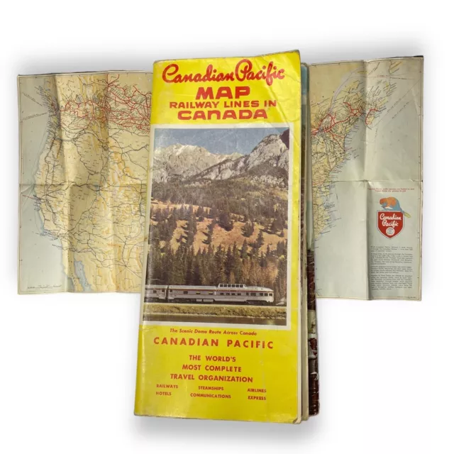 CANADIAN PACIFIC RAILWAY Lines Map 1947 Train Service Scenic Dome Route ...