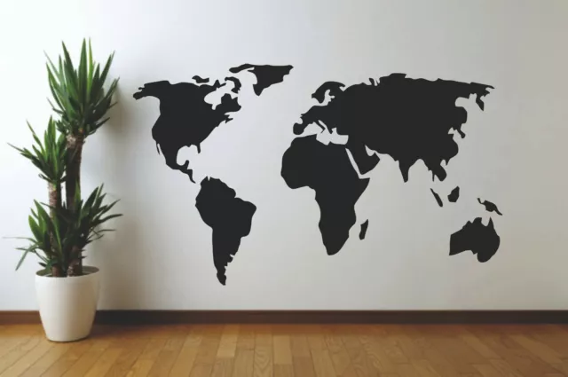 WORLD MAP LARGE CHOICE OF COLOUR Decorative Vinyl Wall Sticker Earth Murals XXL